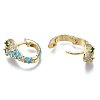 Green Cubic Zirconia Snake Huggie Hoop Earring EJEW-N011-46C-NF-3