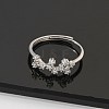 Constellations Rhodium Plated 925 Sterling Silver Micro Pave Clear Cubic Zirconia Adjustable Rings for Women RJEW-P130-01P-L-2