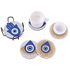 DIY 5D Diamond Painting Evil Eye Theme Cup Mat Kits PW-WG77157-01-4