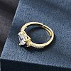 Brass Micro Pave Cubic Zirconia Cuff Open Rings CU-CBA5C10-09G-1