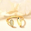 Rack Plating Brass Micro Pave Cubic Zirconia Cuff Finger Rings for Women RJEW-C117-04A-G-2