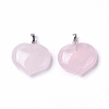 Natural Rose Quartz Pendants G-G956-D13-2