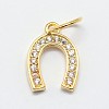 CZ Brass Micro Pave Cubic Zirconia Horse Shoe Charms ZIRC-L018-13-2
