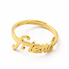 Ion Plating(IP) 304 Stainless Steel Word Friend Adjustable Ring for Women RJEW-B027-07G-2