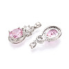 Brass Micro Pave Cubic Zirconia Pendants KK-T072-55P-2