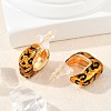 Brass Enamel Stud Earrings EJEW-P301-04G-3