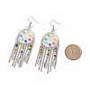 Alloy Woven Net/Web with Feather Chandelier Earrings with Glass Beaded EJEW-TA00159-4