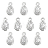 10Pcs 925 Sterling Silver Pave Clear Cubic Zirconia Teardrop Charms STER-PH0004-39-1