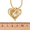 Brass Pave Clear Cubic Zirconia Heart Pendant Necklaces for Women NJEW-K381-07A-G-5