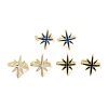 Rack Plating Brass Enamel Star Cuff Earrings for Women EJEW-C097-20G-1