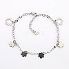 Tarnish Resistant 304 Stainless Steel Flower Charms Bracelets BJEW-J107-10-1