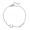 Brass Micro Pave Clear Cubic Zirconia Link Bracelets BJEW-E114-01D-P-4