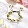 Electroplated Natural Olive Jade Chip Bead Braided Bead Bracelets for Women BJEW-TA00610-03-1