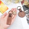  6Pcs 2 Style Imitation Leather & Walnut Wood Keychain KEYC-NB0001-47-3