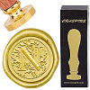 Brass Wax Seal Stamps with Wood Handle AJEW-WH0412-0247-1
