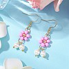 6 Pairs 6 Colors Natural Shell Pearl Beads & Glass Seed Dangle Earrings EJEW-MZ00310-3