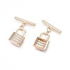 Brass Micro Pave Clear Cubic Zirconia Toggle Clasps KK-S356-724-01-2