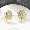 Brass Micro Pave Clear Cubic Zirconia Stud Earrings KK-B124-13PG-1