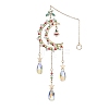 Christmas Theme Glass Beads & Brass Moon Hanging Ornaments HJEW-TA00261-1