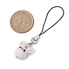 Rabbit Glass Seed Beads Charms Mobile Straps HJEW-MZ00120-3