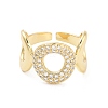 Brass Micro Pave Clear Cubic Zirconia Open Cuff Ring for Women RJEW-Z055-04G-02-2