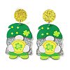 Saint Patrick's Day Sparkling Acrylic Dangle Stud Earrings LS-EJEW-P243-A05-1