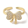Bowknot Brass Micro Pave Clear Cubic Zirconia Open Cuff Rings for Women LS-RJEW-C098-03G-2