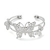 Butterfly Rack Plating Brass 2-Strand Open Cuff Bangles for Women BJEW-P322-01P-2