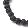 Natural & Synthetic Gemstone Round Beaded Stretch Bracelets for Men Women BJEW-JB12263-03-4