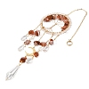 Wire Wrapped Natural Red Agate Chip Tree of Life Window Hanging Prism Ornaments HJEW-TA00283-02-2
