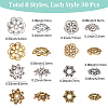 240Pcs 8 Styles Flower Tibetan Style Alloy Bead Caps FIND-SC0016-06-2