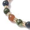 2Pcs Adjustable Natural Green Jade Imitation Tourmaline & Brass Beads Braided Bead Bracelets for Women BJEW-JB13542-02-4