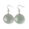 Natural Green Aventurine Flat Round Dangle Earrings EJEW-D188-03P-03-1