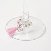 Natural Rose Quartz Beads Wine Glass Charms AJEW-JO00165-01-2
