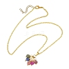 Natural Multicolor Tourmaline Dice Tassel Pendant Brass Cable Chain Necklaces with Natural Pearl for Women NJEW-JN06472-3