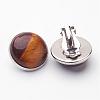 Natural Tiger Eye Brass Clip-on Earrings EJEW-A051-A005-2