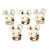 12Pcs 5 Colors Rabbit with Carrot Enamel Pins JEWB-A033-13G-2