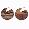 Transparent Resin & Walnut Wood Stud Earrings EJEW-T010-01-2