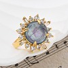 Sunflower Natural & Synthetic Gemstone Finger Rings RJEW-B113-03G-4