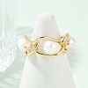 Brass Pearls Open Cuff Rings for Women KK-D301-04G-1