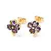 Brass Flower Stud Earrings EJEW-A135-10G-4
