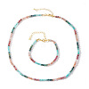 Natural Gemstone Beaded Bracelets & Necklaces Set for Women DW2258-5