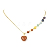Chakra Natural Red Aventurine Heart Pendant Brass Cable Chain Necklaces for Women NJEW-JN06267-01-2