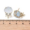 Brass Micro Pave Cubic Zirconia Stud Earring Findings with Natural Natural White Jade Imitation Aquamarine KK-Z096-05G-06-3