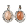 Natural Sunstone Oval Pendants G-B079-02P-03-1