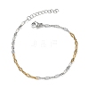 304 Stainless Steel Dapped Chains Bracelets for Women BJEW-D466-08C-GP-2