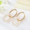  2 Pairs Natural Pearl Beaded Ring Dangle Hoop Earrings for Girl Women EJEW-NB0001-06-3