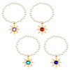 4Pcs 4 Colors Golden Alloy Resin Sun Charm Bracelets BJEW-HY0001-19-1
