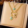 Retro Double-Layer Stainless Steel Pendant Necklace PW-WG35A2F-01-1