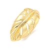 Brass Leaf Open Cuff Ring for Women RJEW-M173-14G-1